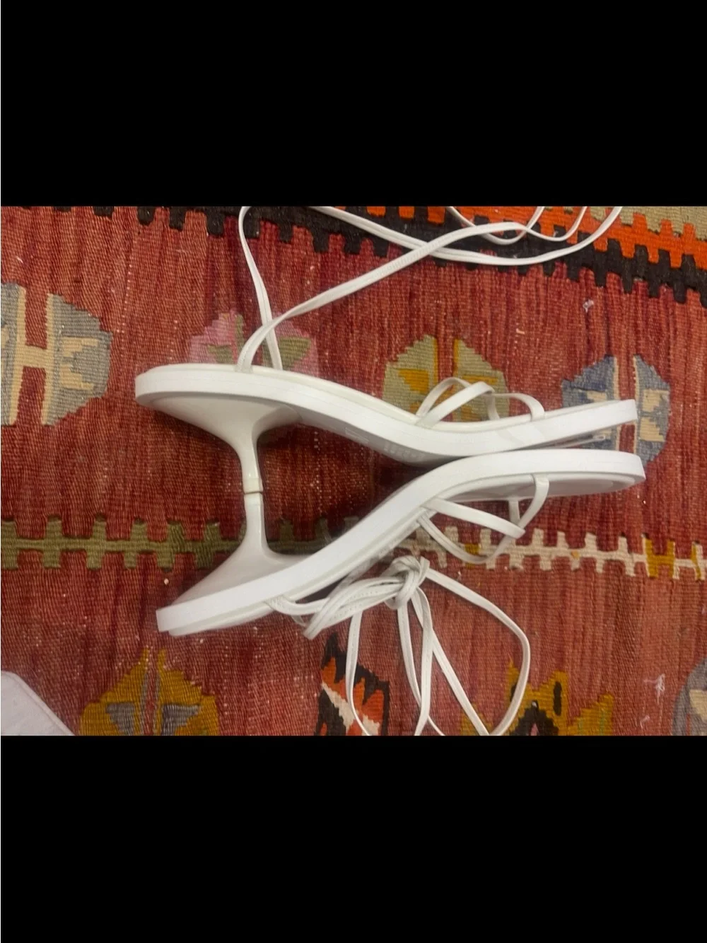 Zara White Strappy Lace-Up Flat Sandals - Picture 4 of 7